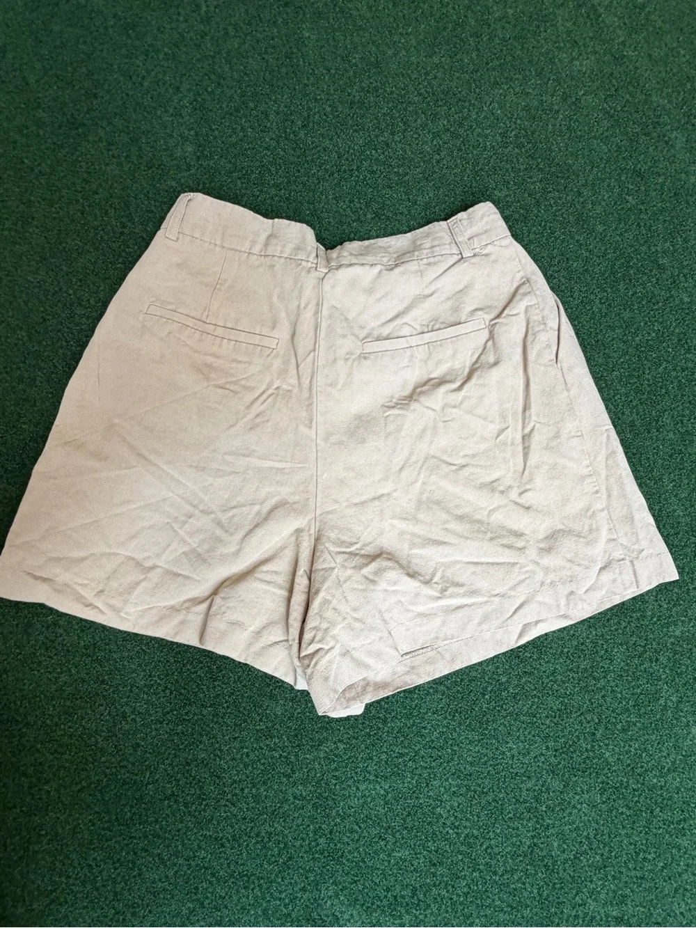Zara Natural Beige High-Rise Linen Shorts